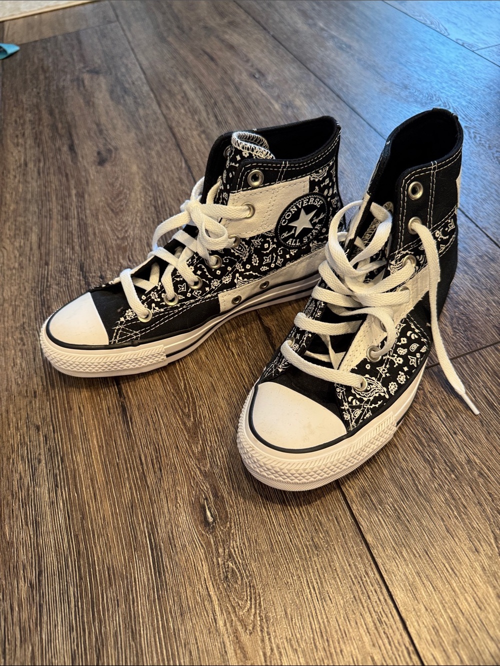 Converse Kids Black & White Bandana High Top Sneakers